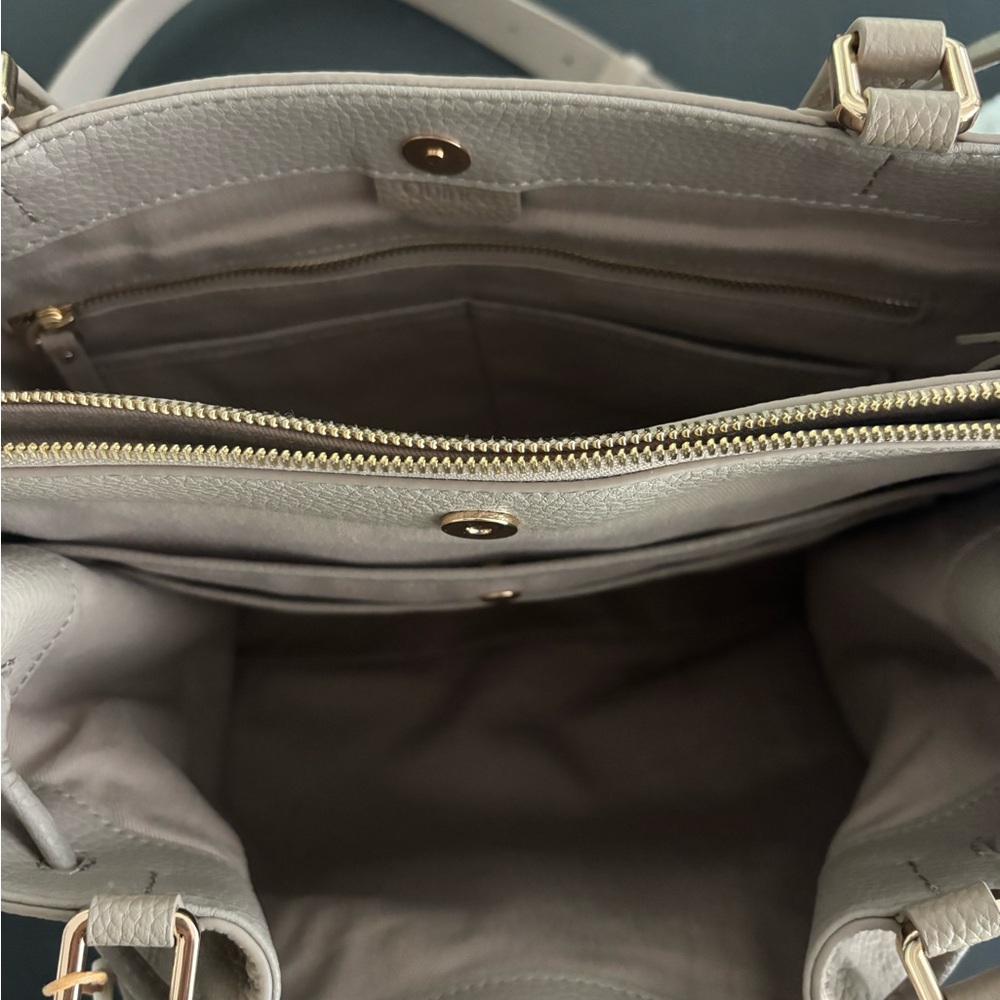 Quince Taupe Pebbled Leather Drawstring Crossbody Bag - Picture 5 of 8